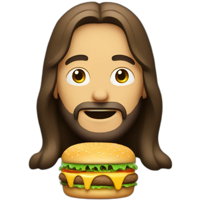 Jésus eating burger emoji