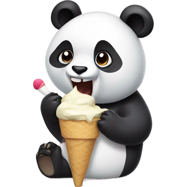 Panda eating ice cream emoji