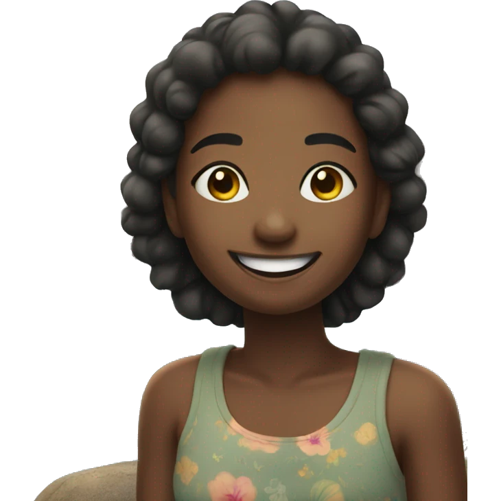 smiling girl by the ocean emoji