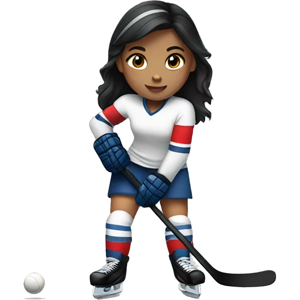  girl with dark hair playing hockey emoji