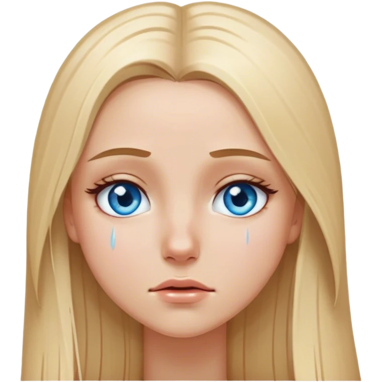 beautiful white girl with long straight blonde hair blue eyes crying  emoji