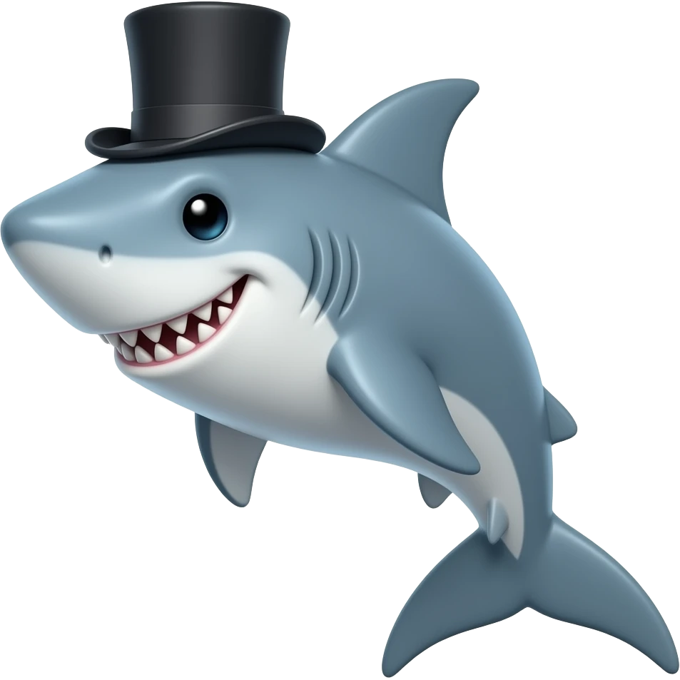 Shark with a top hat emoji