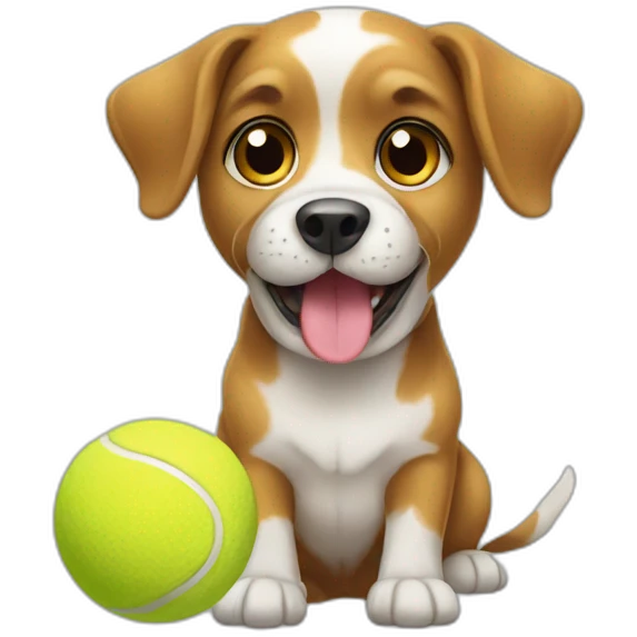 Cute dog with tennis ball emoji