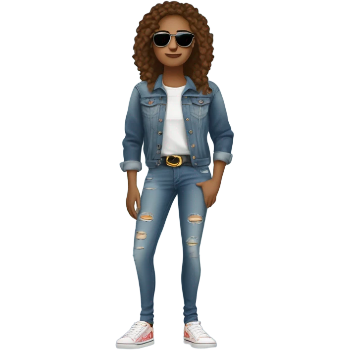casual denim look with attitude emoji