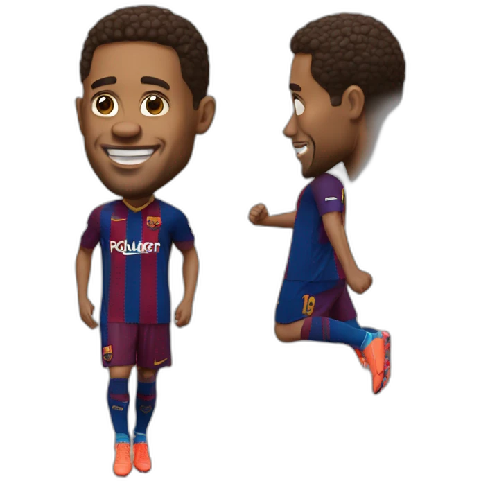 barcelona player jumping big head emoji