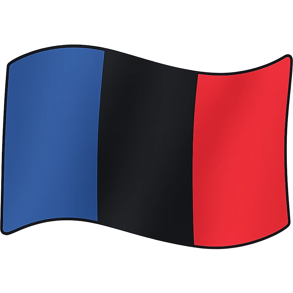 Make the France flag appear as if it is waving in the wind, keep the design clean and iconic, no text, no background. The style should be clean and iconic, resembling a simple and clear flag design without any background or text. emoji