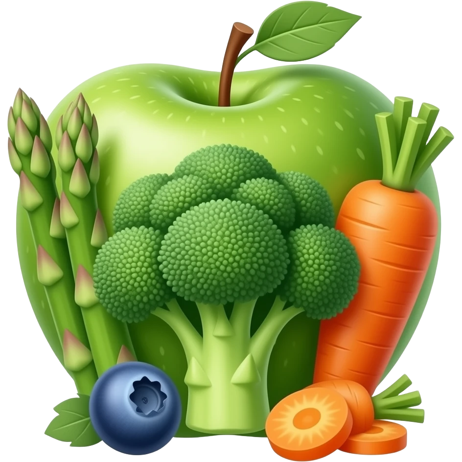 Asparagus Apple broccoli blueberry carrot cover fruit for ABC vegetables emoji
