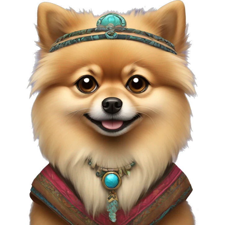 Pomeranian with shamanic outfit emoji