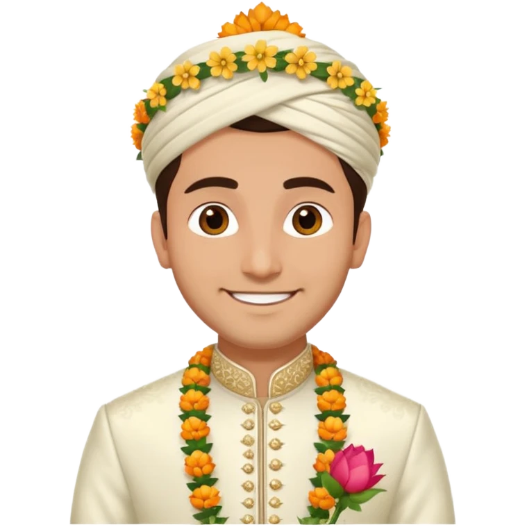 white indian groom holding garland emoji
