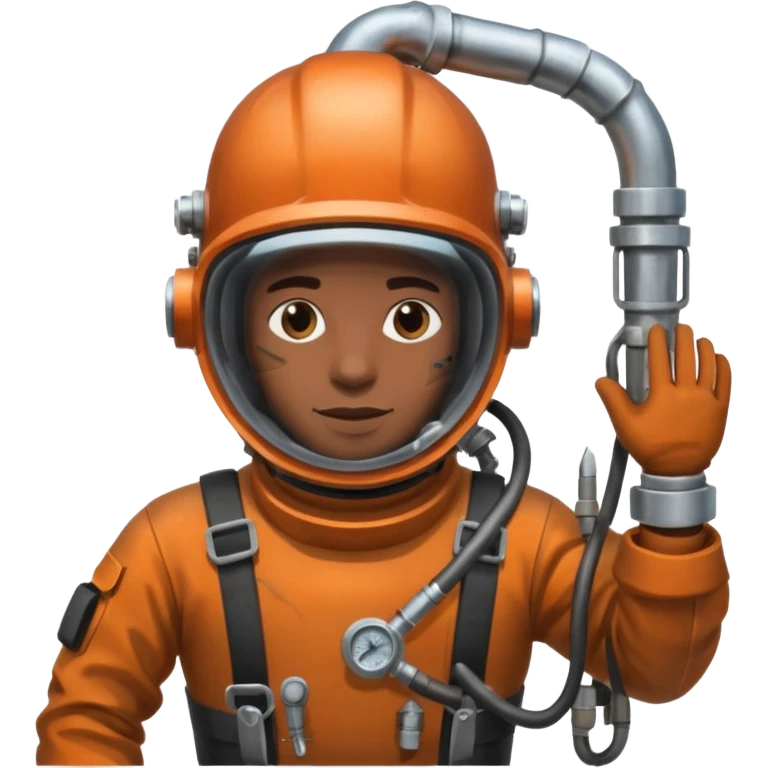 Buceador comercial trabajando, soldando una estructura metalica bajo agua emoji