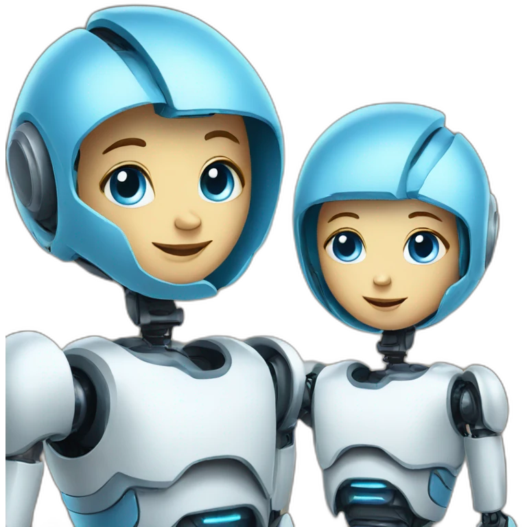 3 blue eyed kind and caring robot emoji