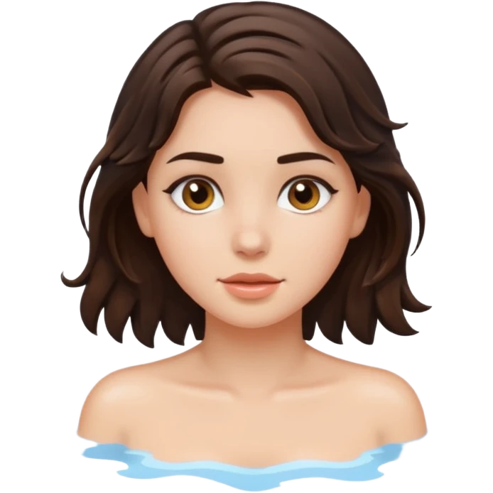 Brunette girl with cool water emoji