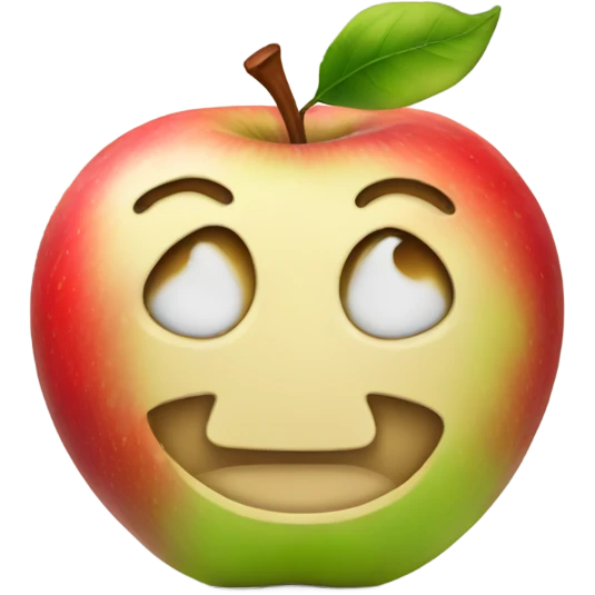 apple with a face emoji