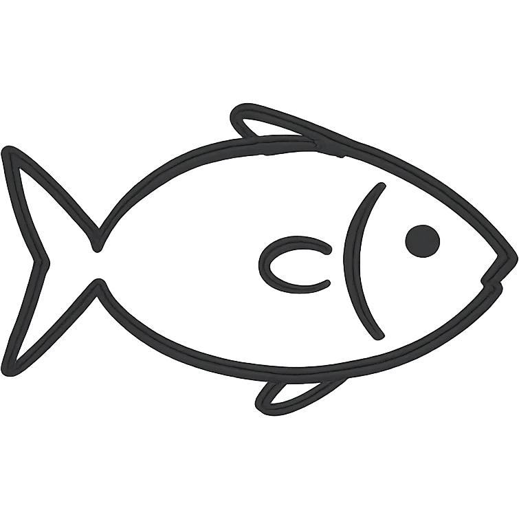 hand drawn outlined icon of a fish, no fill emoji
