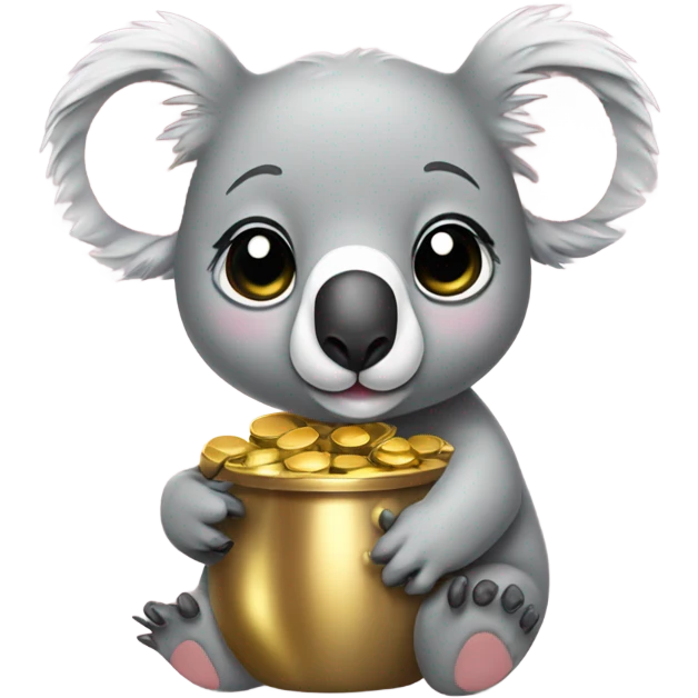 light pink bow on a koala holding pot of gold emoji