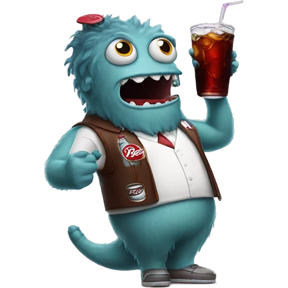 One legged monster drinking dr pepper emoji