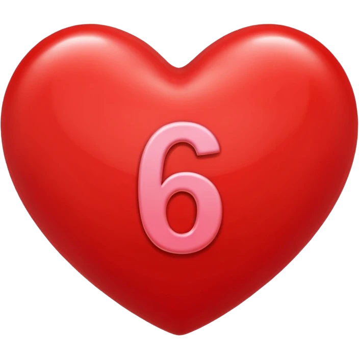 Red heart with 6 in it emoji