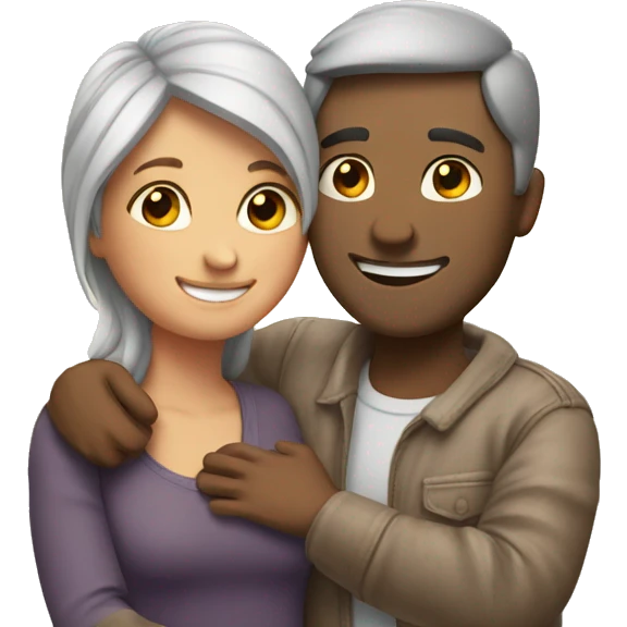 couple hug with warm smiles emoji