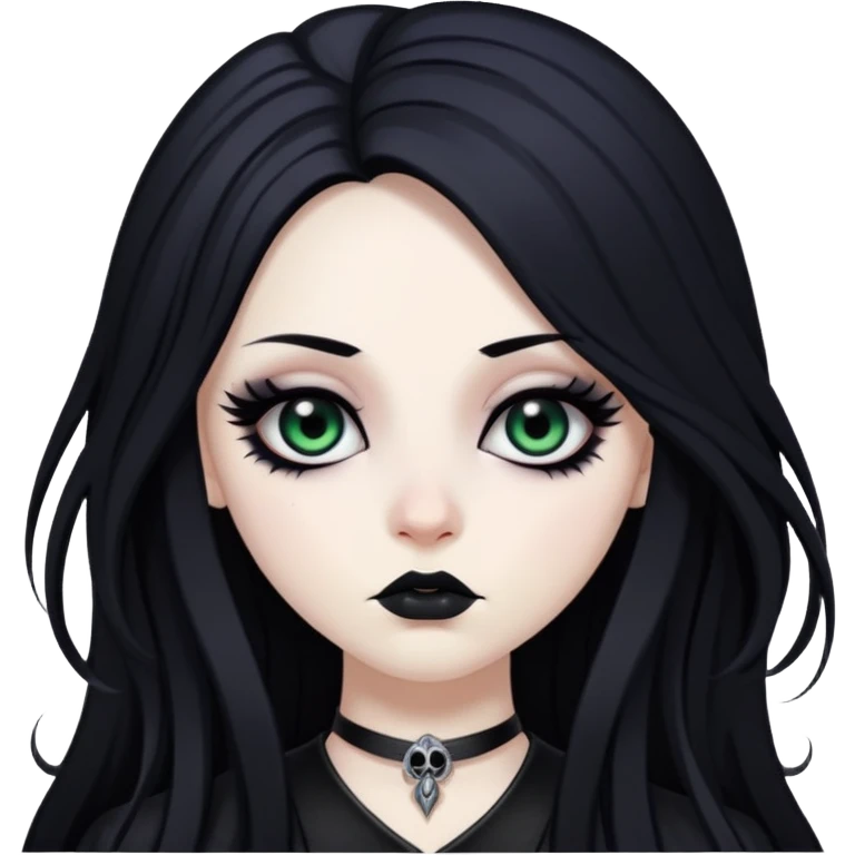 pretty long hair gothic baddie with eyeliner emoji