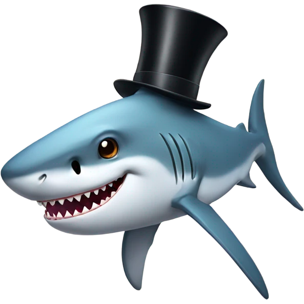 Shark with a top hat emoji