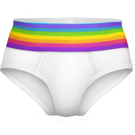 white briefs underwear with rainbow waistband emoji