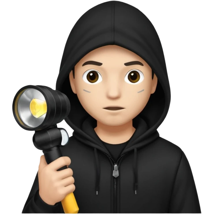 Thief with black hood and flashlight emoji