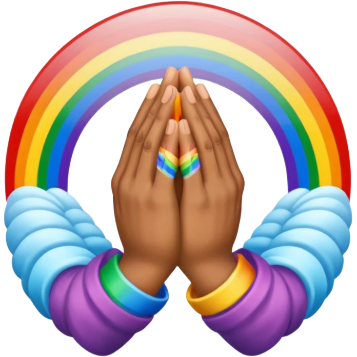 Praying hands rainbow coloured emoji