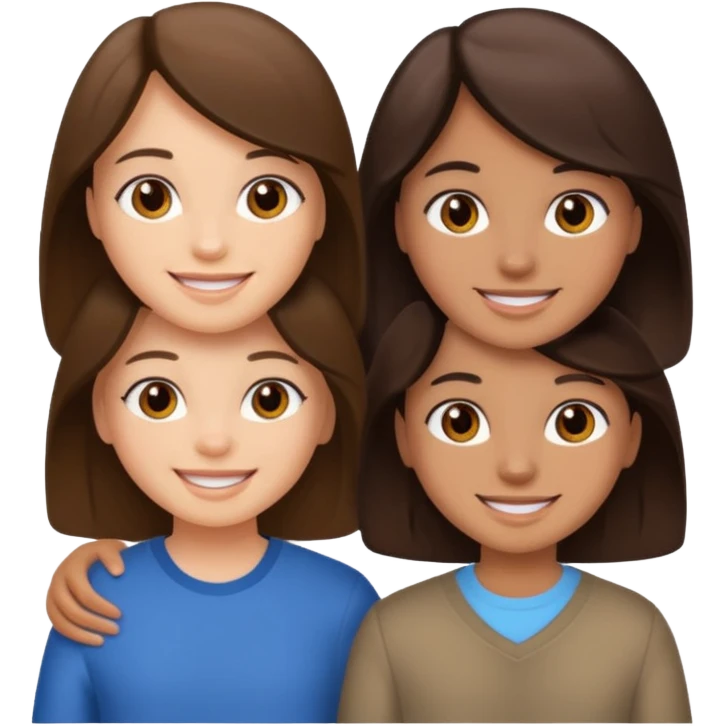 Two girls one boy brunnete  emoji