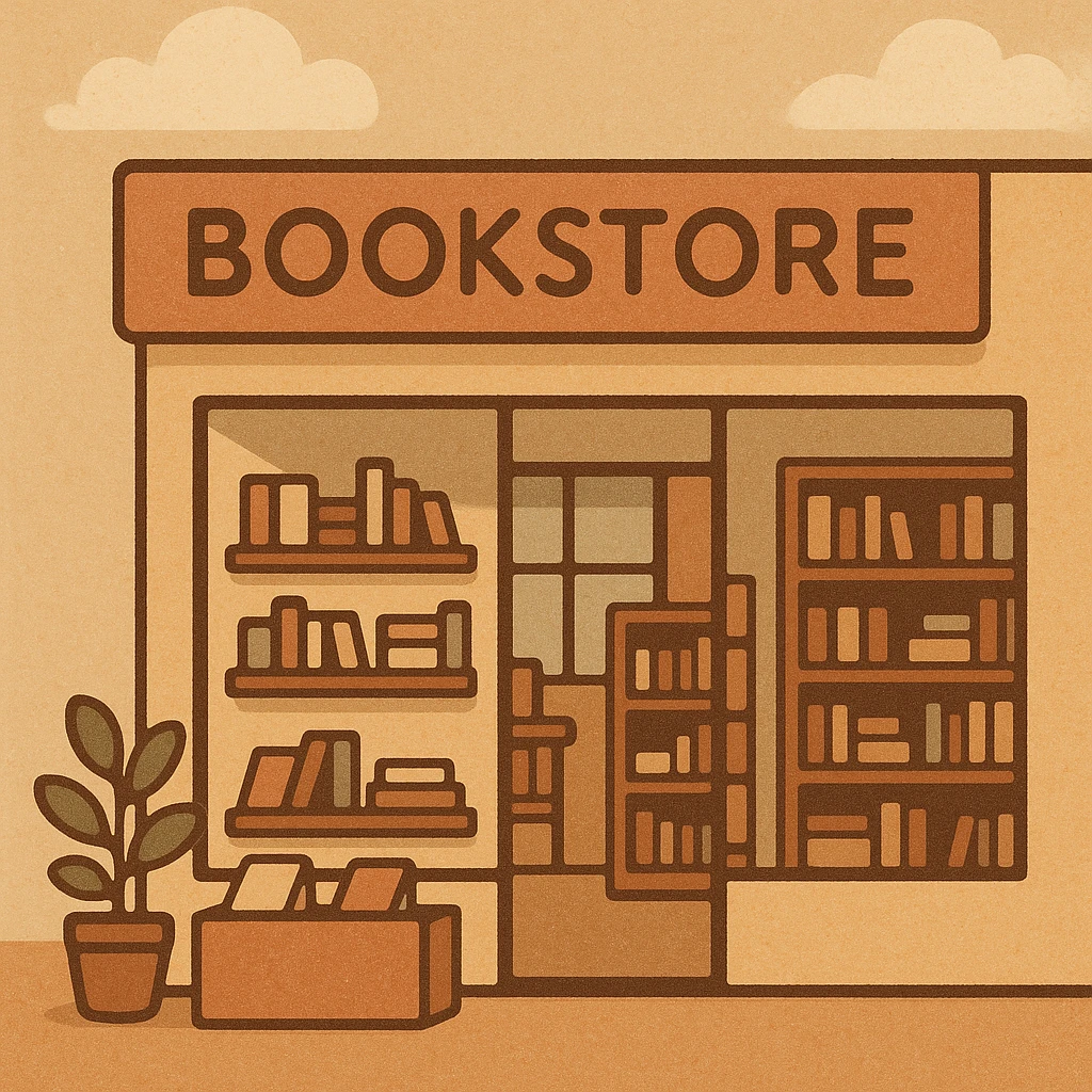 modern bookstore with clean lines, minimalist design, neutral colors, contemporary architecture, inviting atmosphere emoji