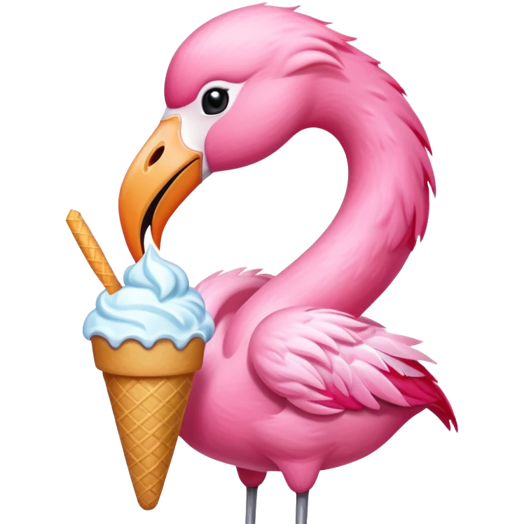 Flamingo eating ice cream  emoji