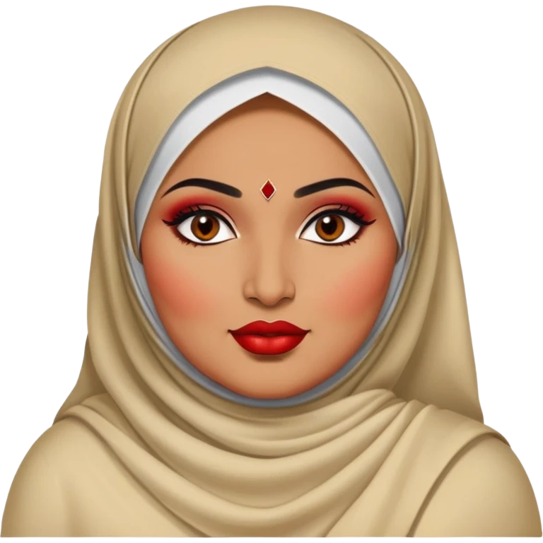big plus size, desi clothes, desi hijab, baddie,pretty, makeup, bright red lipgloss, black eyeliner, emoji