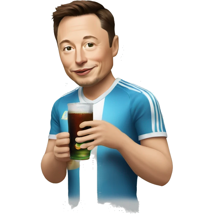 Elon musk wearing Argentinian football shirt and drinking fernet  emoji