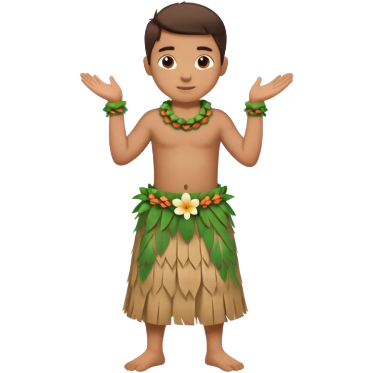 A boy with 808cm hula skirt emoji