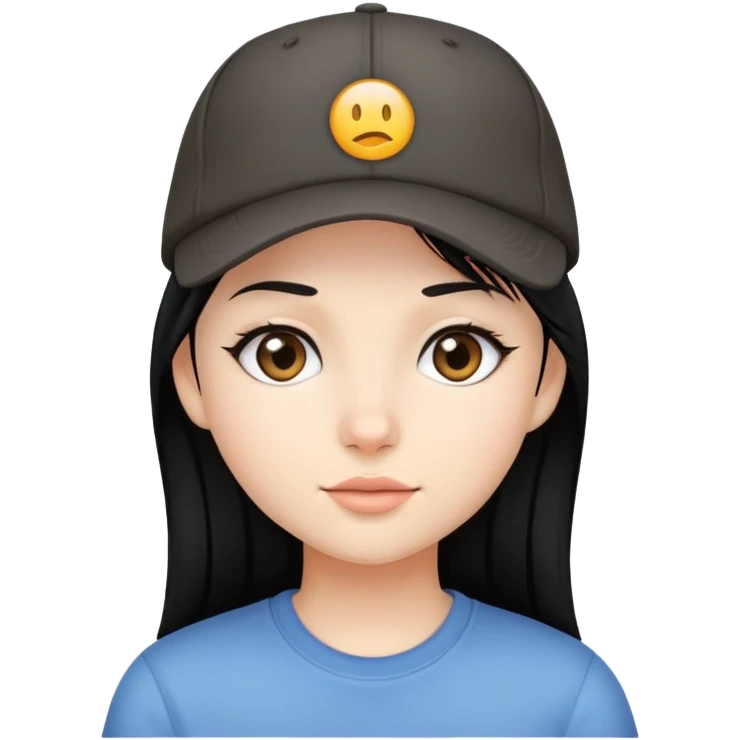 girl with black straight hair and a cap emoji