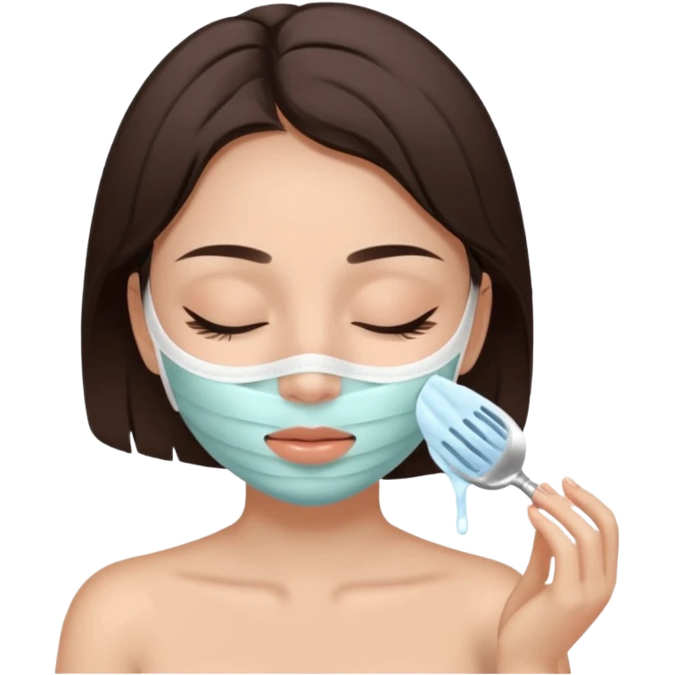 girl brunette getting a deep facial cleansing eyes closed emoji