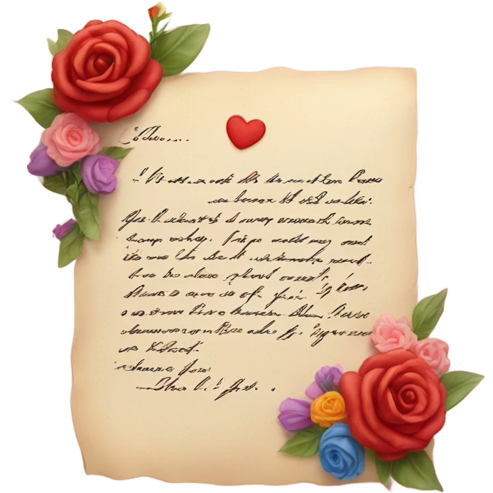 Love letter with flowers and kiss  emoji