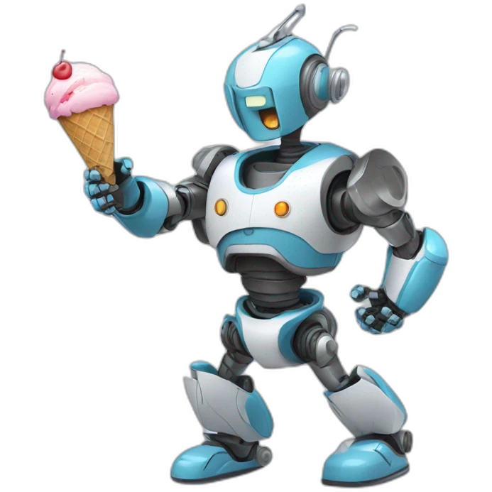 Robot Fighting with Ice Cream emoji