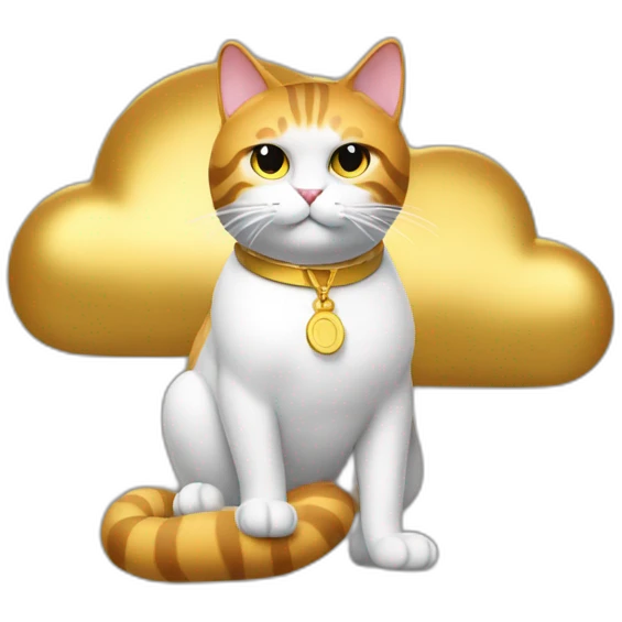 garfield cat secretary sitting on top of the gold cloud emoji