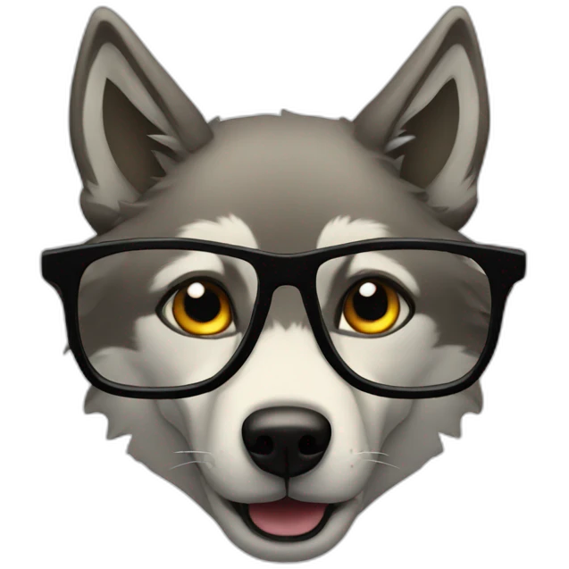 Wolf with glasses emoji