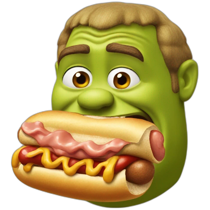 shrek eating a hotdog emoji