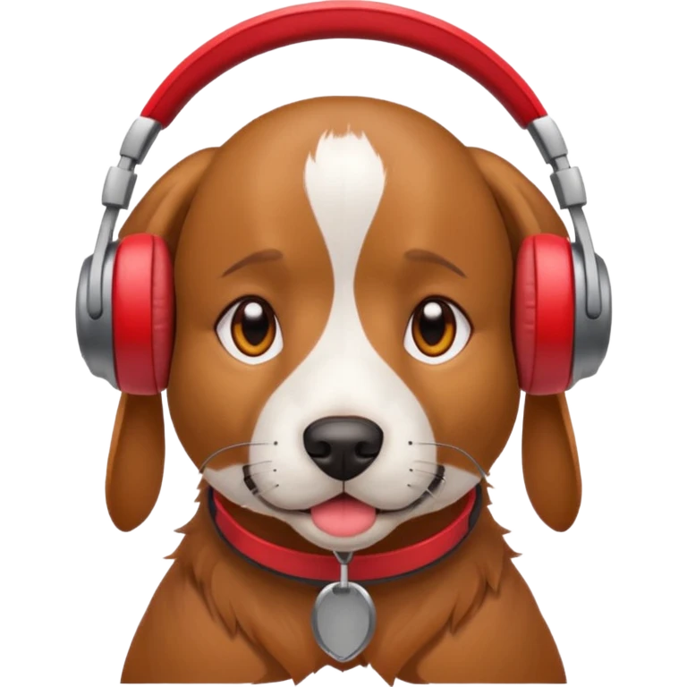 dog wearing red headphones emoji