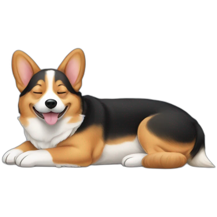 black and tan corgi sleeping on the back emoji