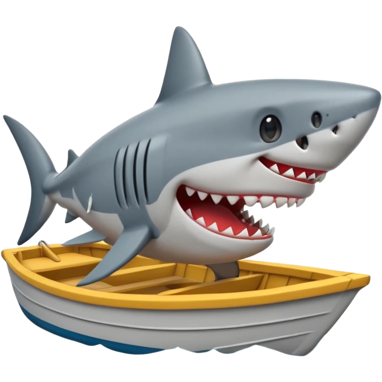 shark with its mouth on a boat, emoji style emoji