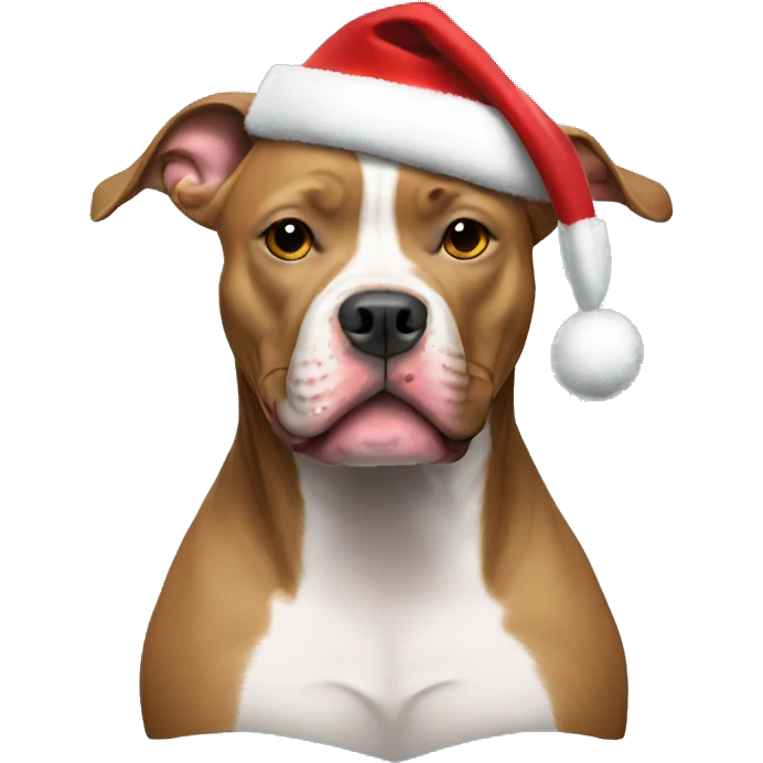 Pitbull wearing a Christmas hat and a hoodie  emoji