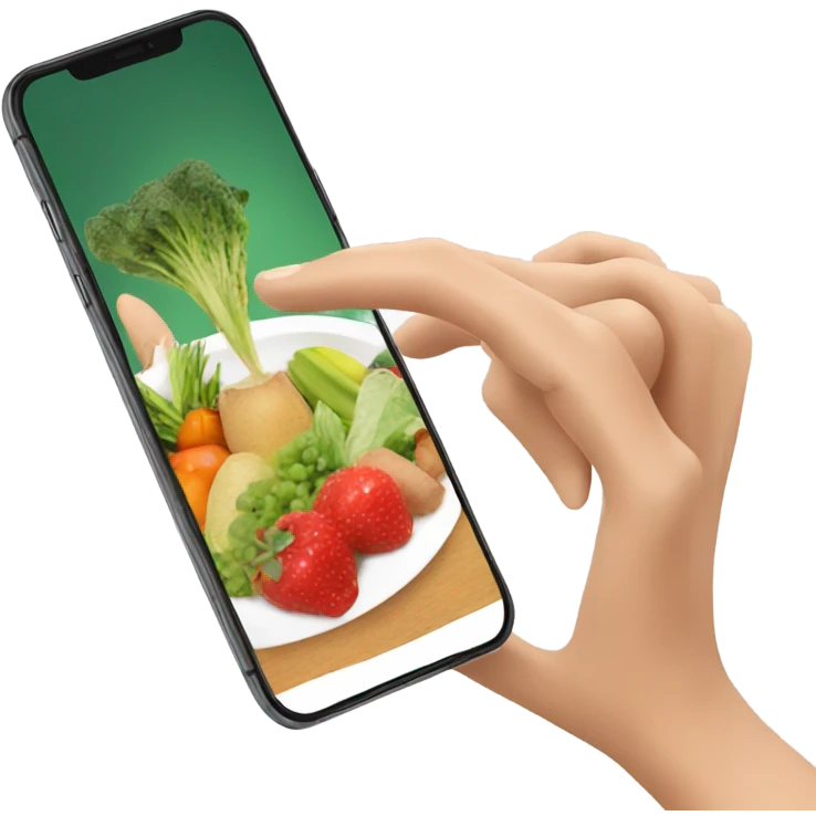 hand taking picture of healthy food emoji