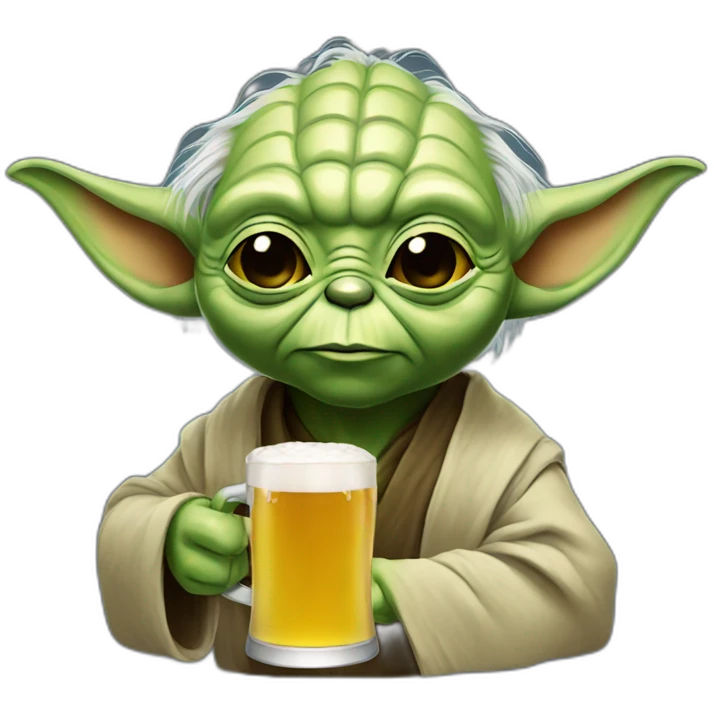 Yoda drinking beer emoji