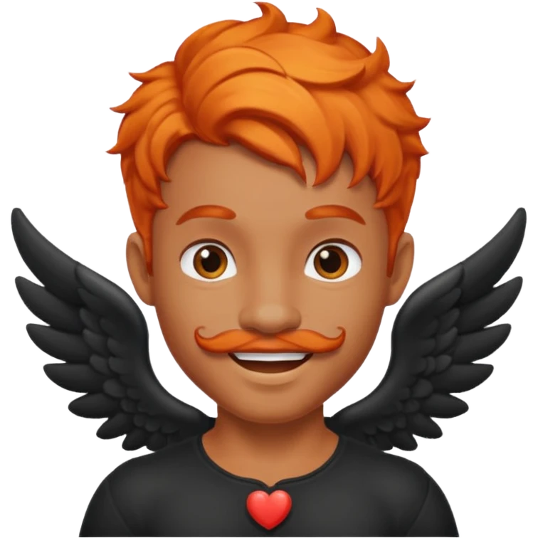 Black cupid with orange hair and mustache emoji