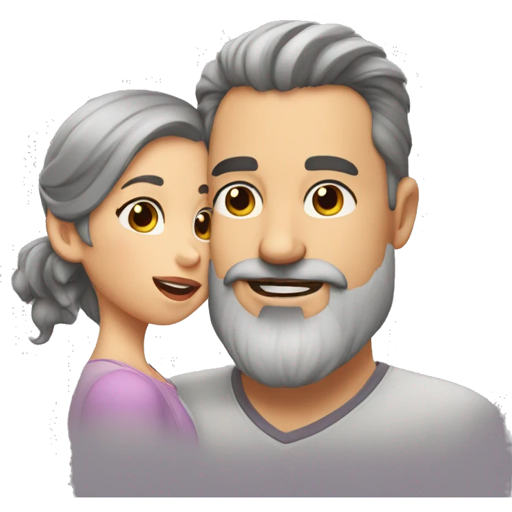  Grey Goatee beard man kisses   girl emoji