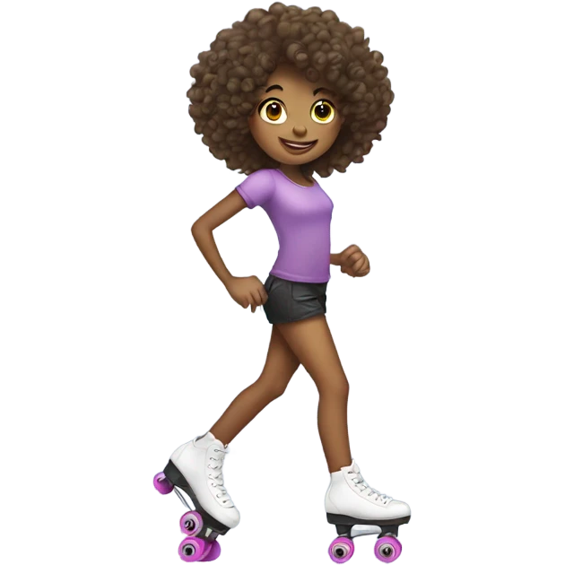 girl with curly hair roller skating emoji