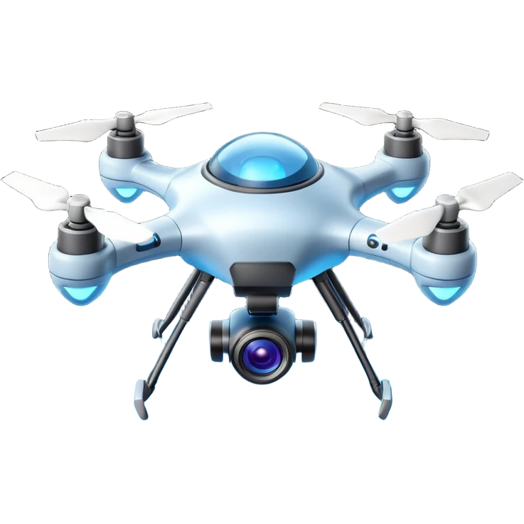 space explorer drone object icon, small futuristic drone with camera lens, glowing blue lights, sci-fi metal body, antenna details, 3D cartoon, mobile game icon style, centered, clean background, soft shadow, no text, no watermark
 
 emoji